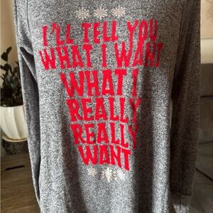 Altar'd State Gray Long Sleeve Tee with Red Text